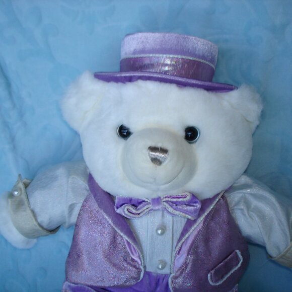 💜 2004 DanDee Easter Keepsake Teddy Bear Toy Stuffed Animal Lavender Purple Tux - Picture 10 of 11
